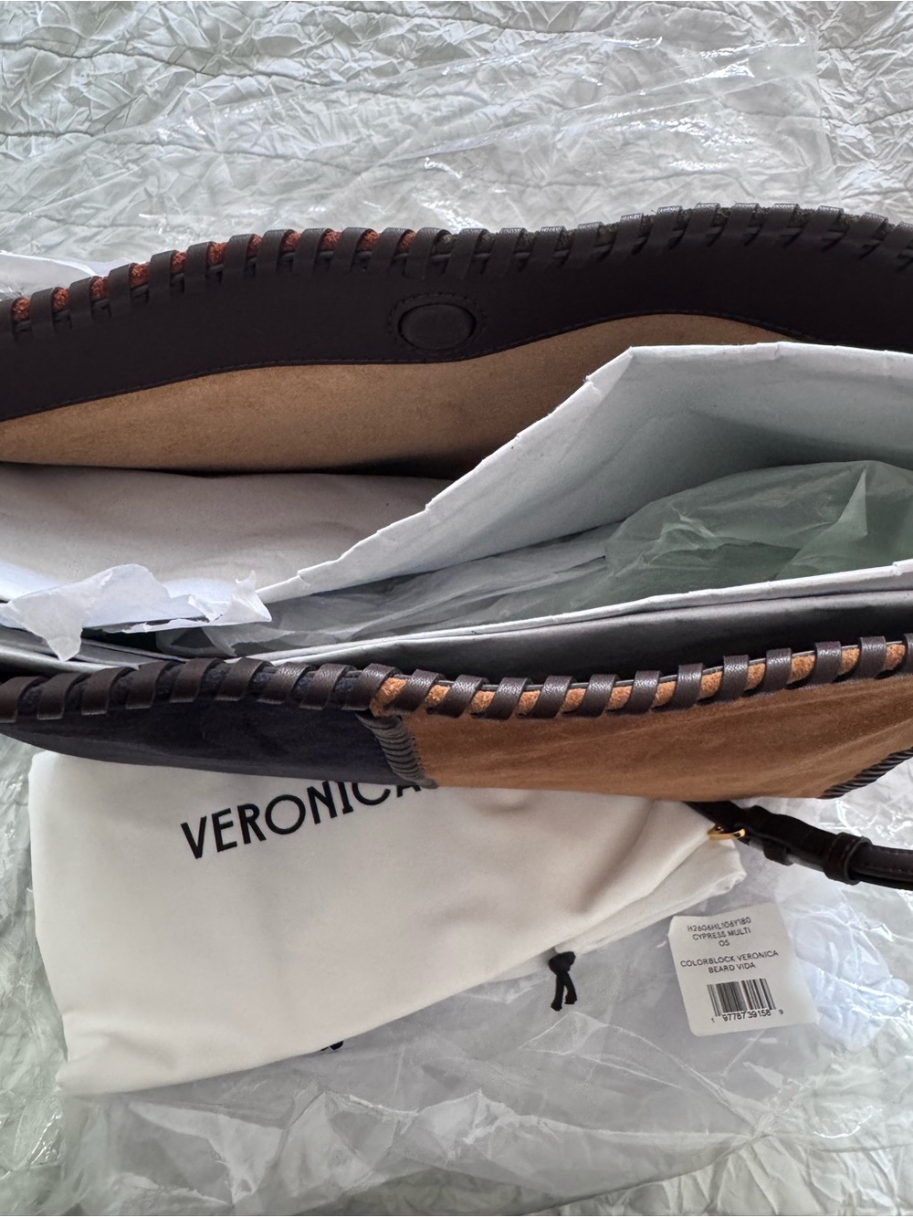 NWT Veronica Beard Vida Colorblock Suede Hobo Bag - Picture 11 of 16